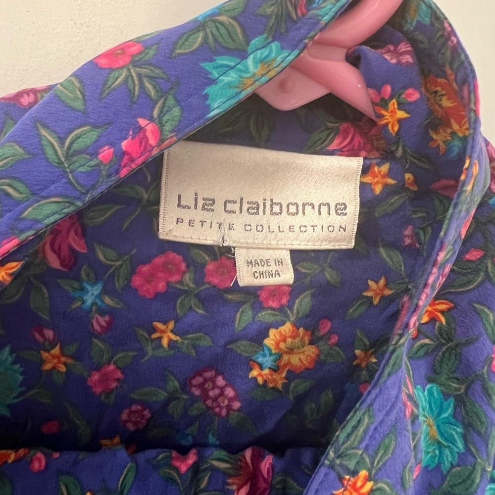 Liz Claiborne Petite Floral Top - Purple and Pink